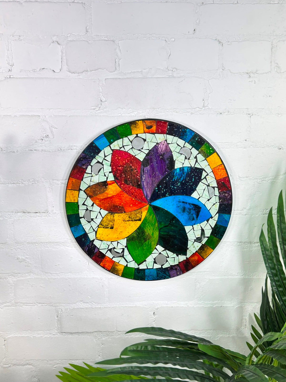 Mosaic Flower Plaque