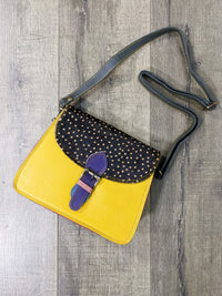 Leather Animal Fur & Plain Square Handbag