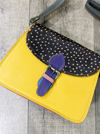 Leather Animal Fur & Plain Square Handbag