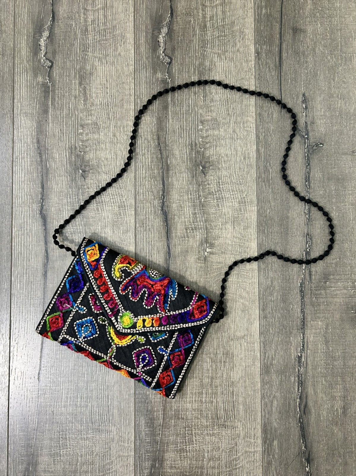 Embroidered Clutch String Bag