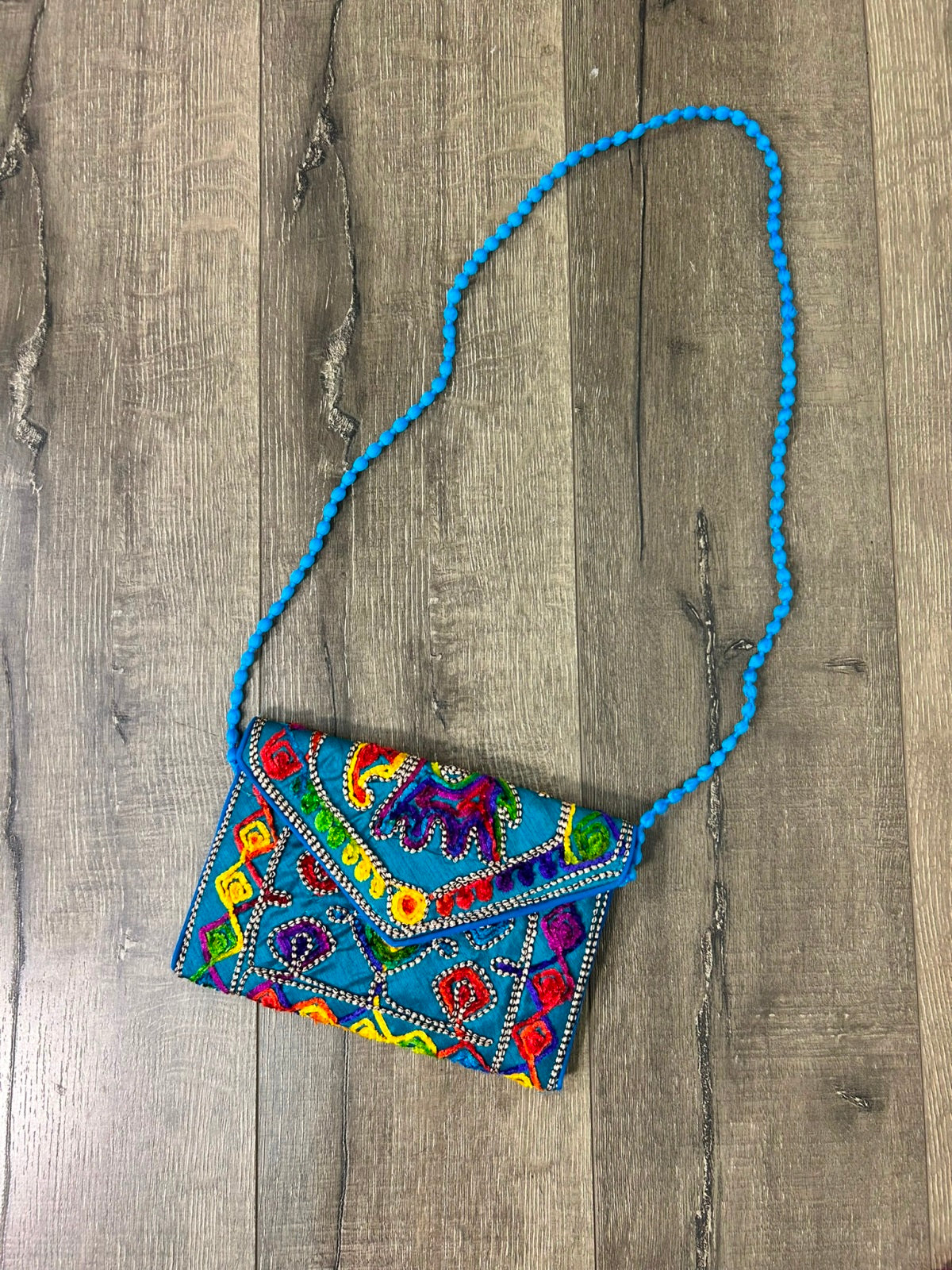 Embroidered Clutch String Bag