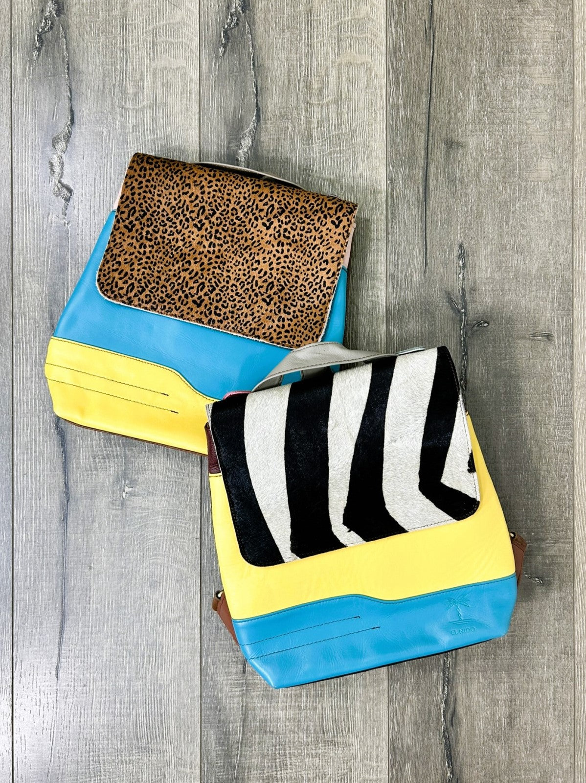 Multi Leather Animal Print Backpack