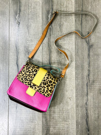 Multi Leather Animal Print Shoulder Bag