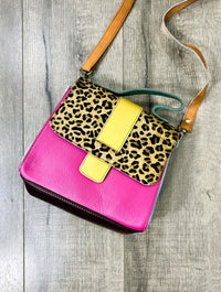 Multi Leather Animal Print Shoulder Bag