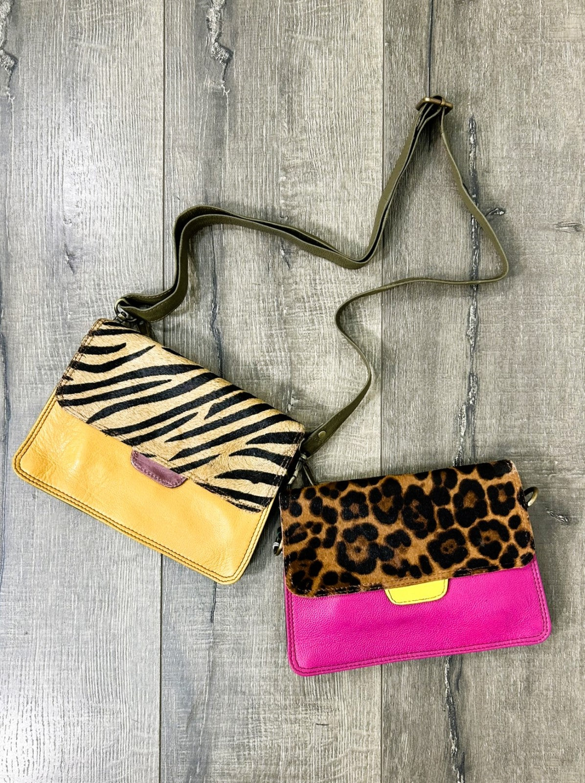 Multi Leather Animal Print Rectangle Bag