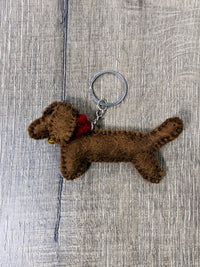 Felt Sausage Dog Keyring