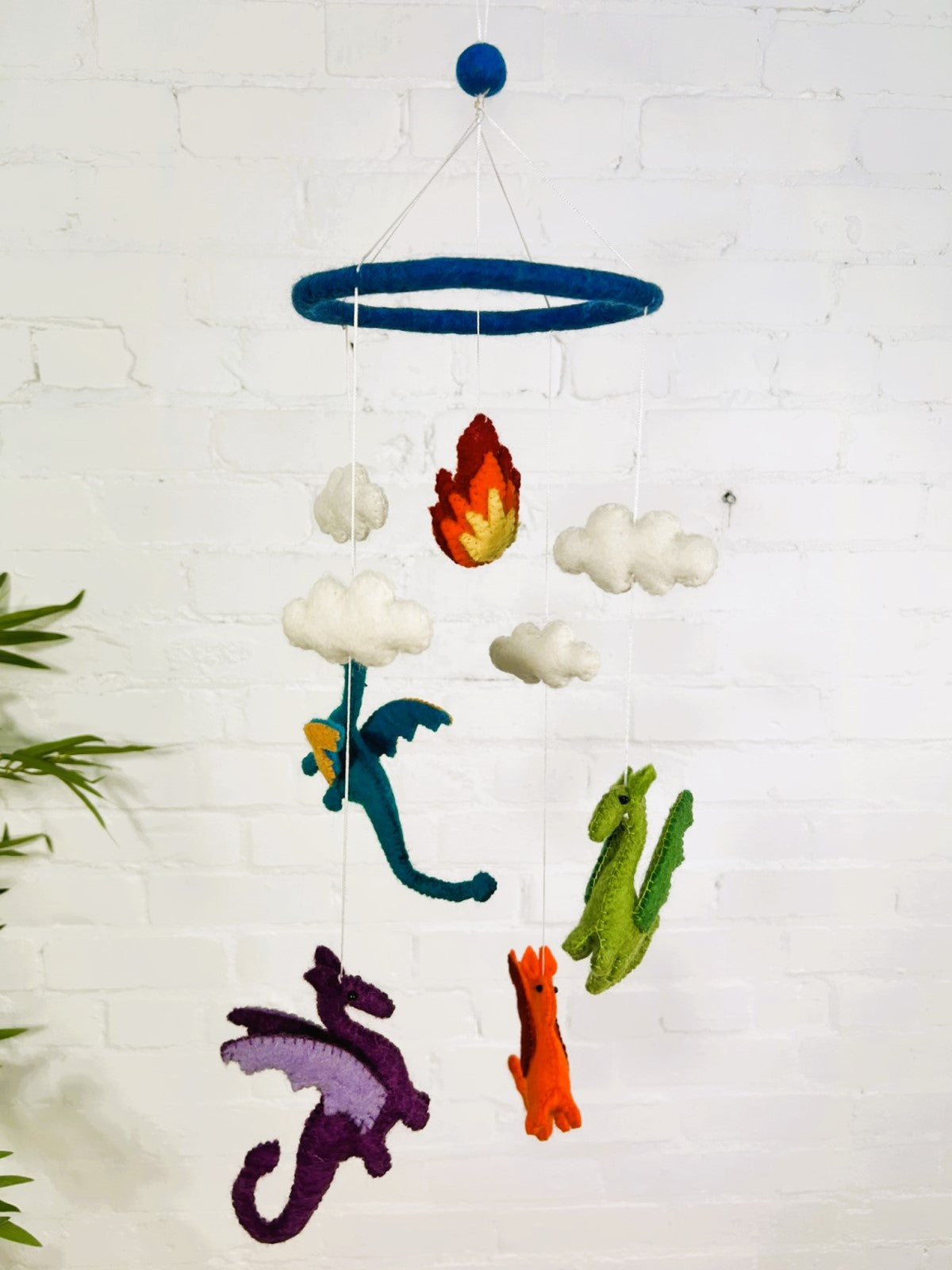 Felt Dragon Mobile With Clouds