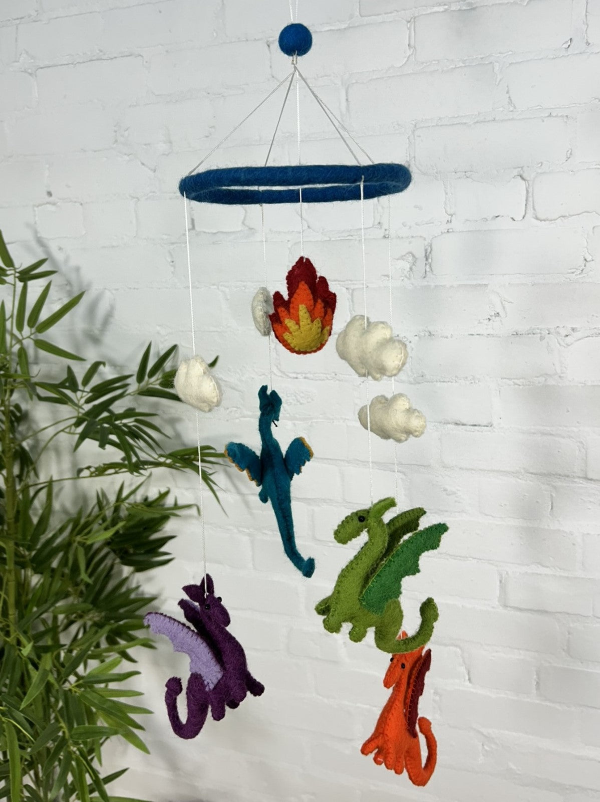Felt Dragon Mobile With Clouds