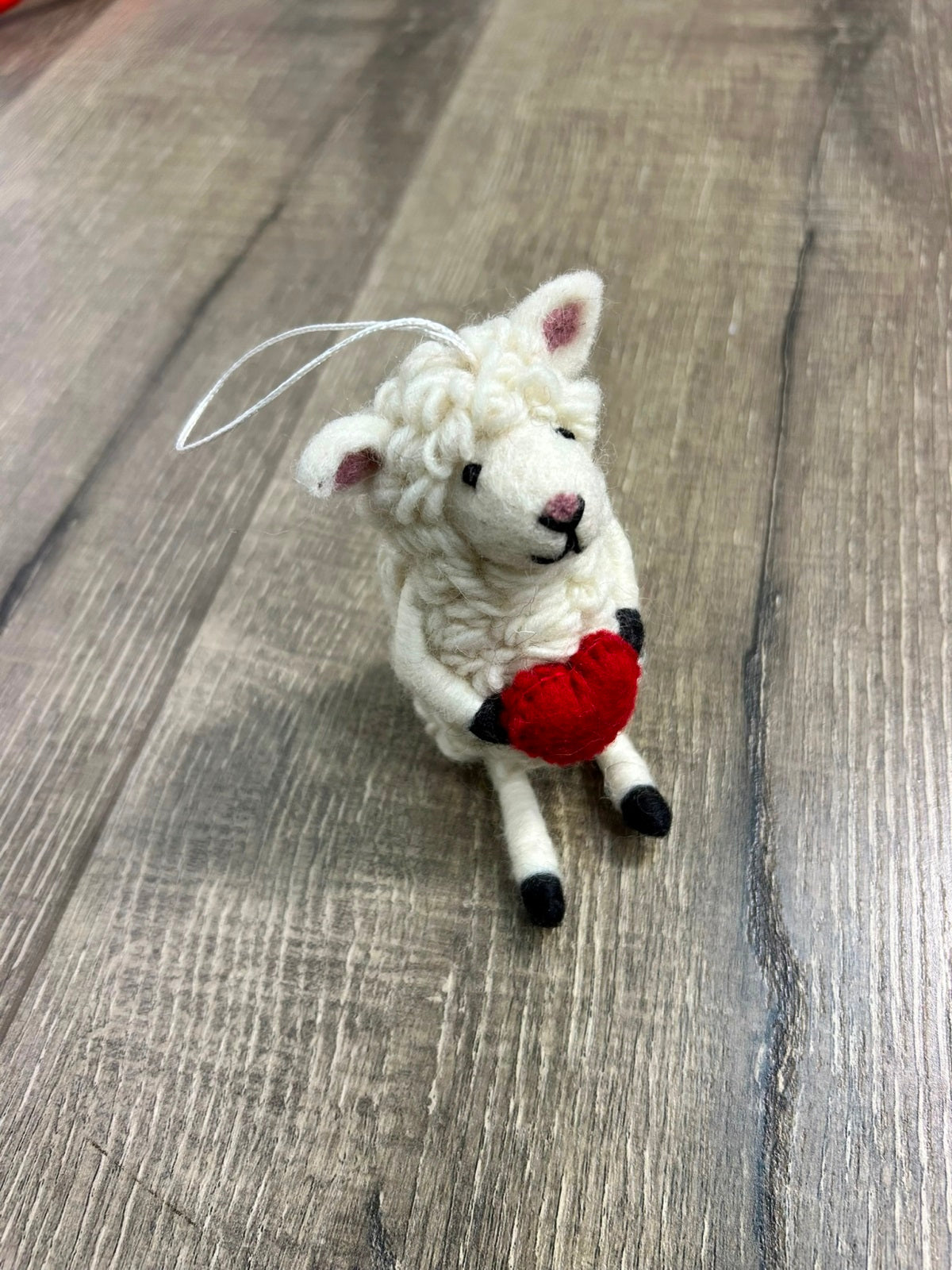 Felt Sheep Hanging With Heart