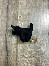 Felt Hanging Cat On Broomstick