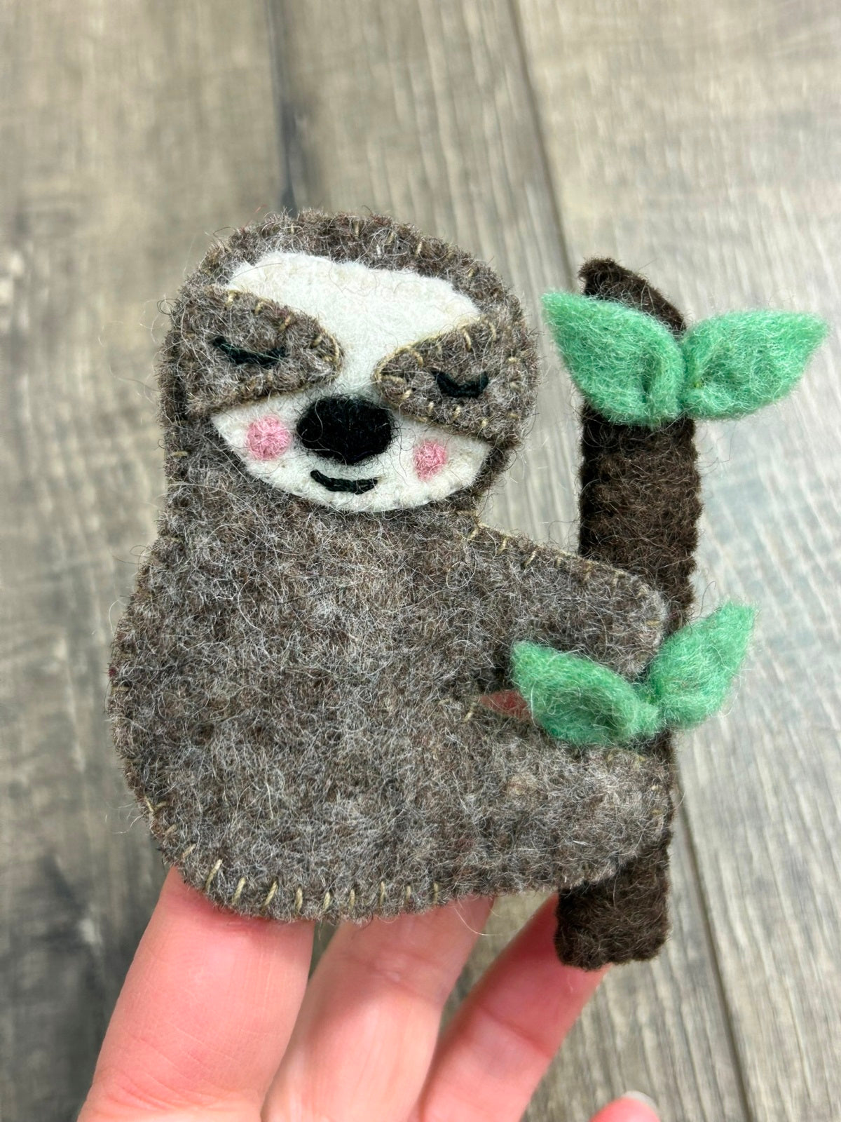Felt Sloth Finger Puppet
