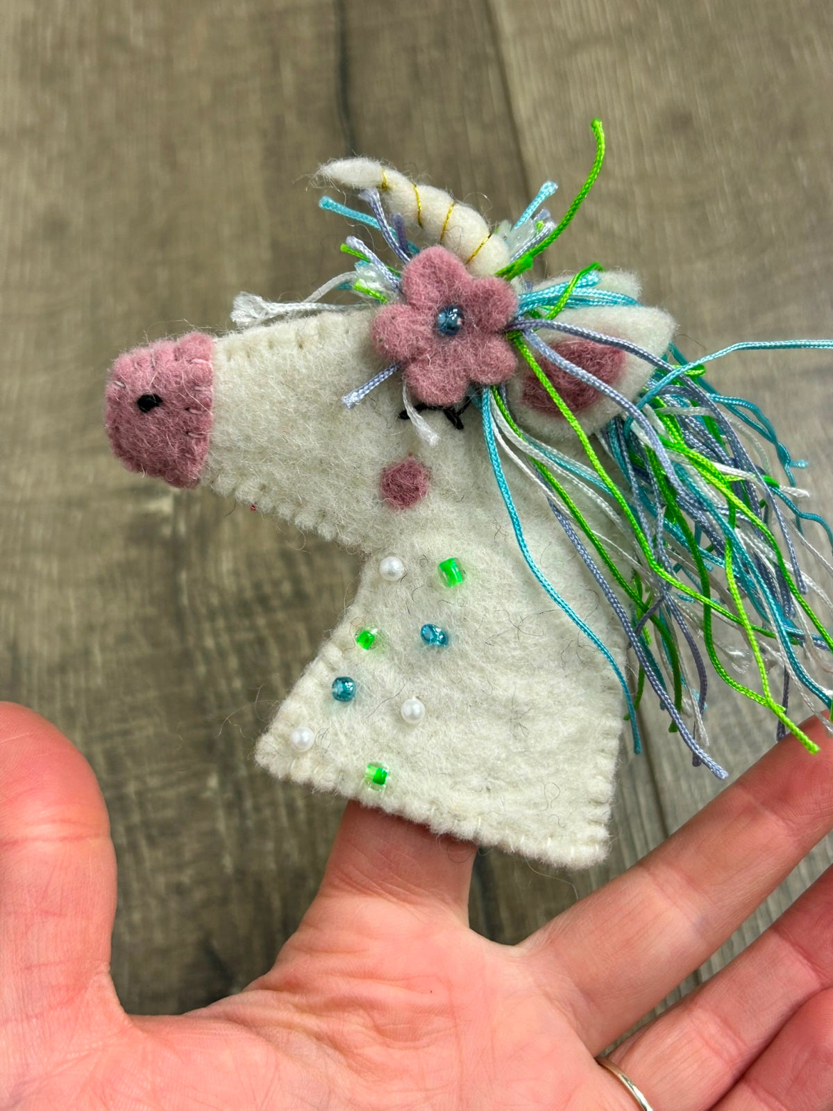 Felt Unicorn Finger Puppet