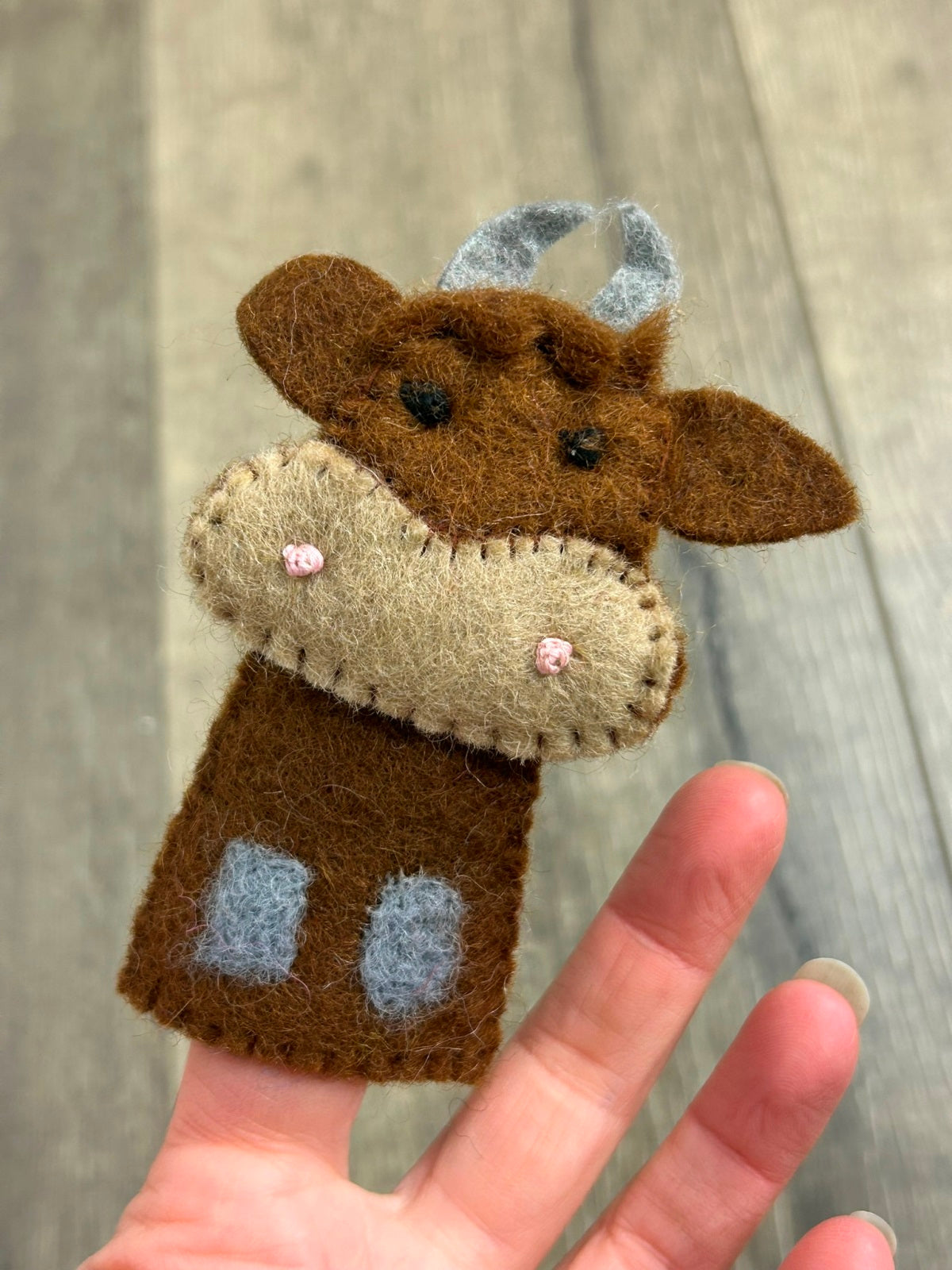 Felt Bull Finger Puppet