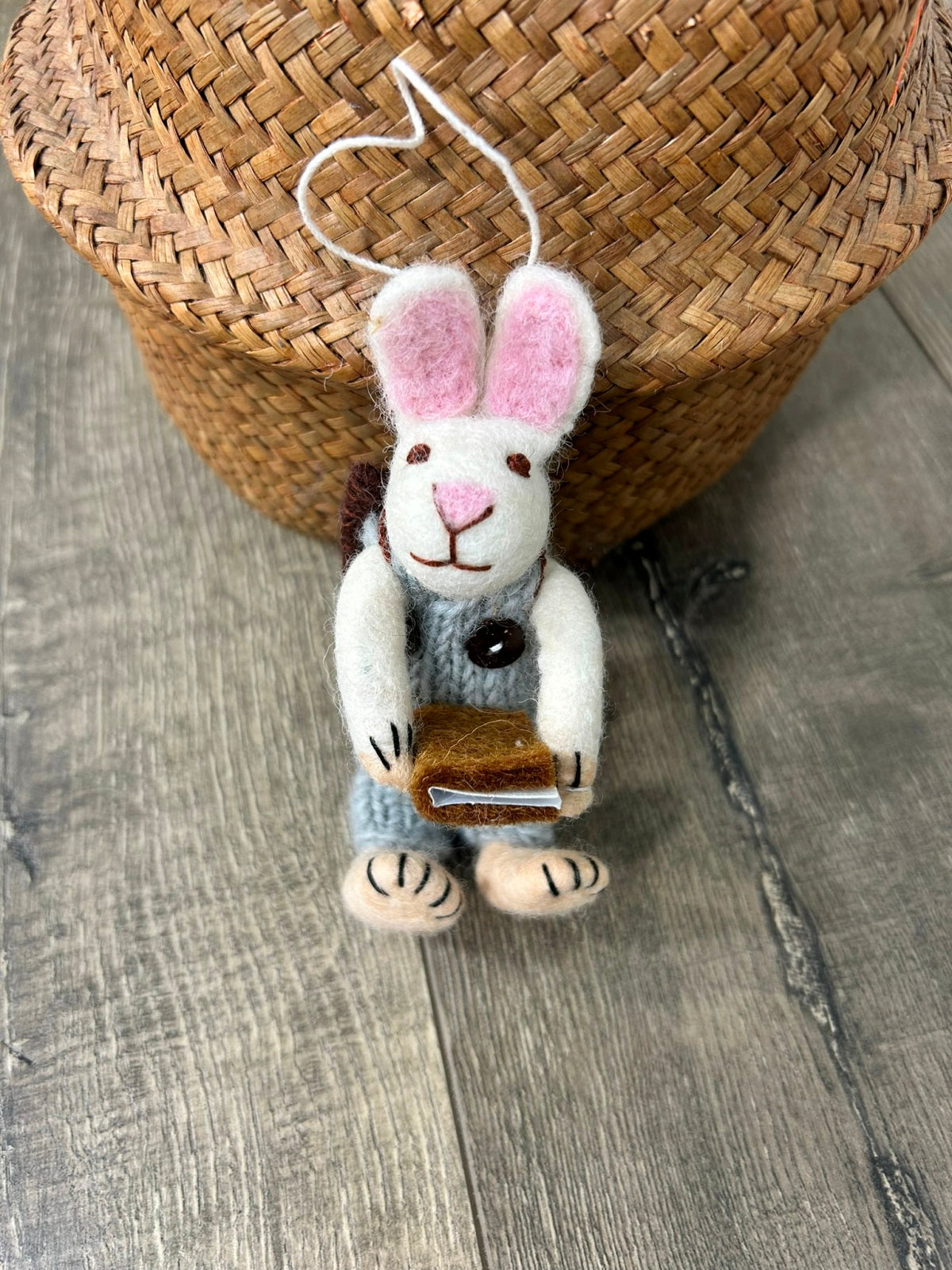 Felt Hanging Rabbit With Book