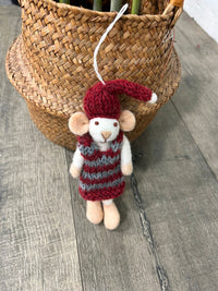 Felt Hanging Mouse With Hat