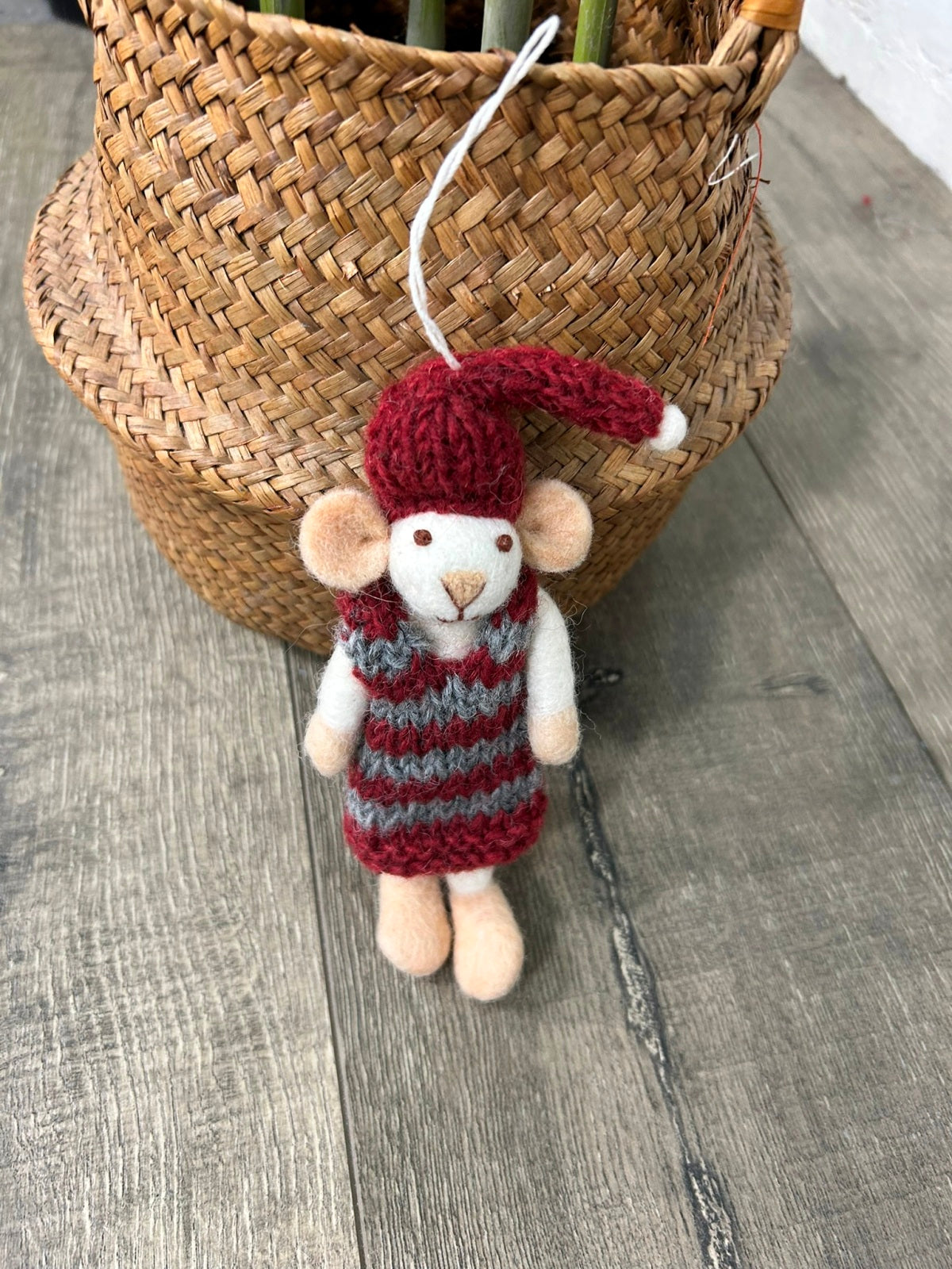 Felt Hanging Mouse With Hat