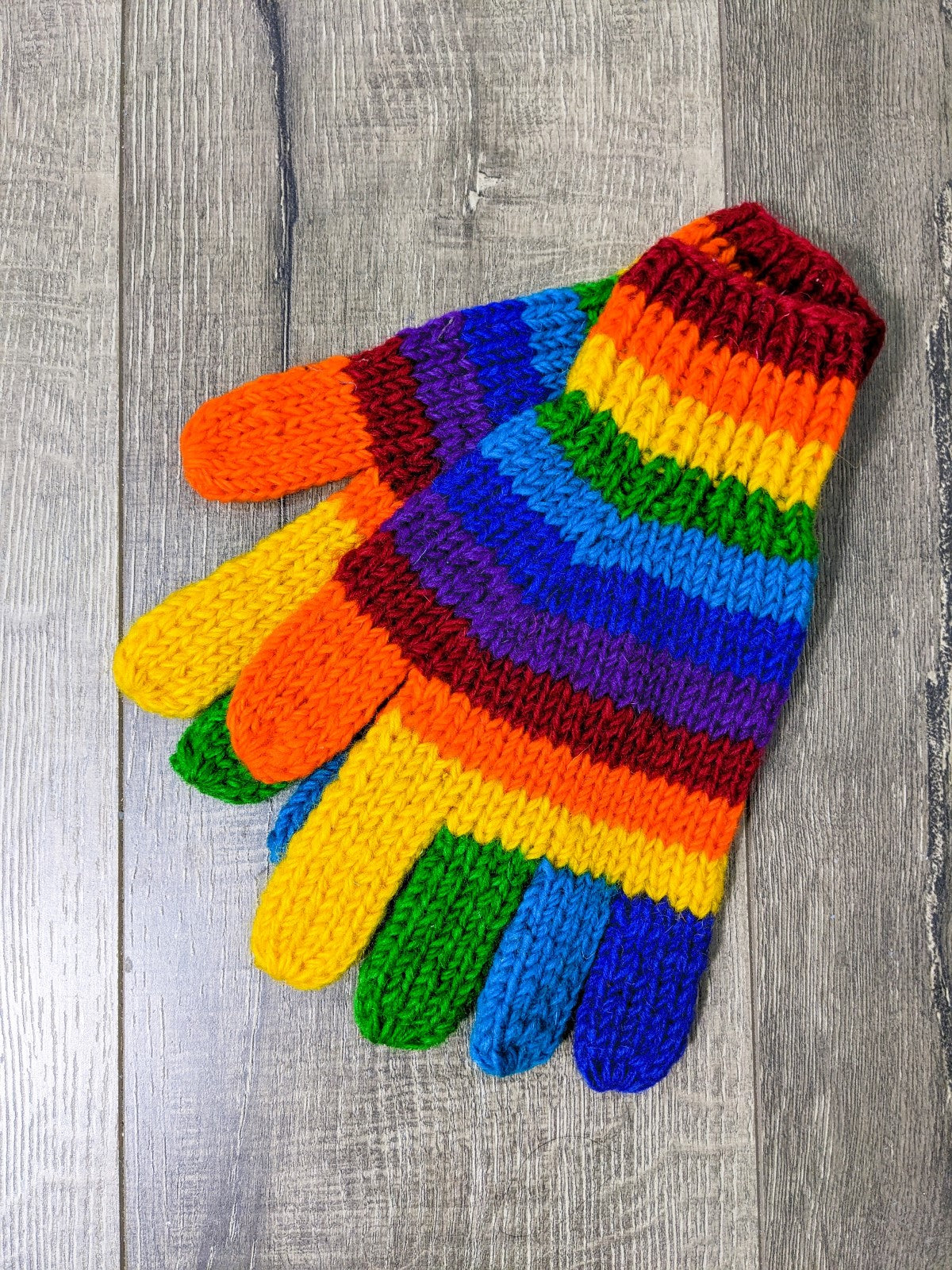 Rainbow Full Finger Wool Gloves