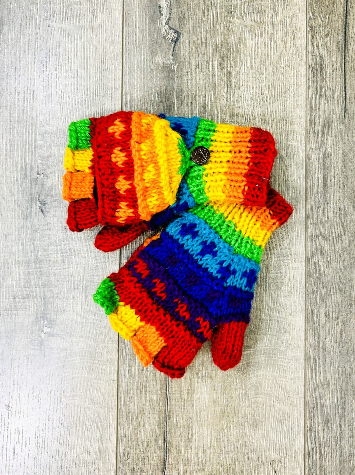 Rainbow Patterned Wool Hunter Gloves