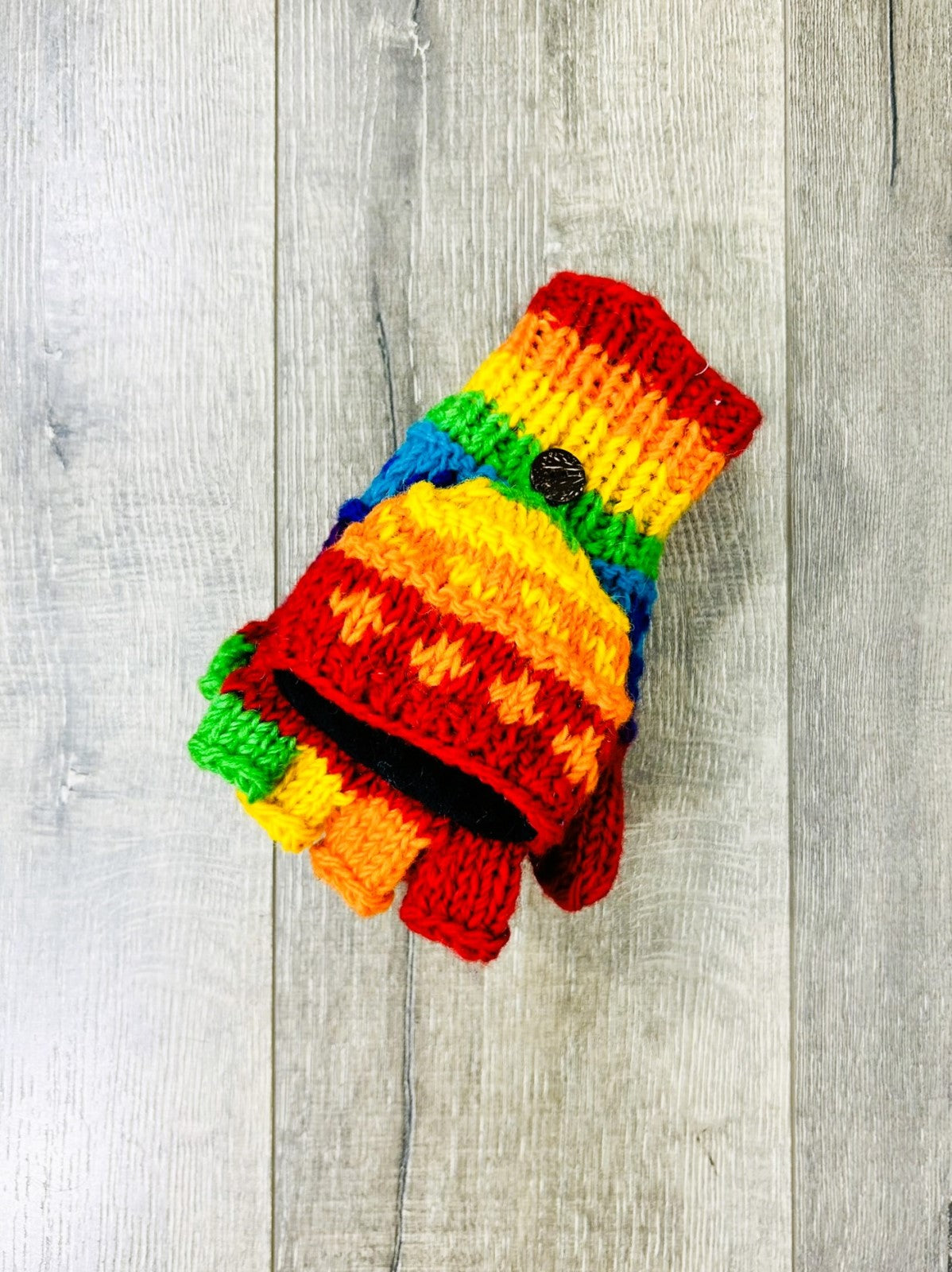 Rainbow Patterned Wool Hunter Gloves