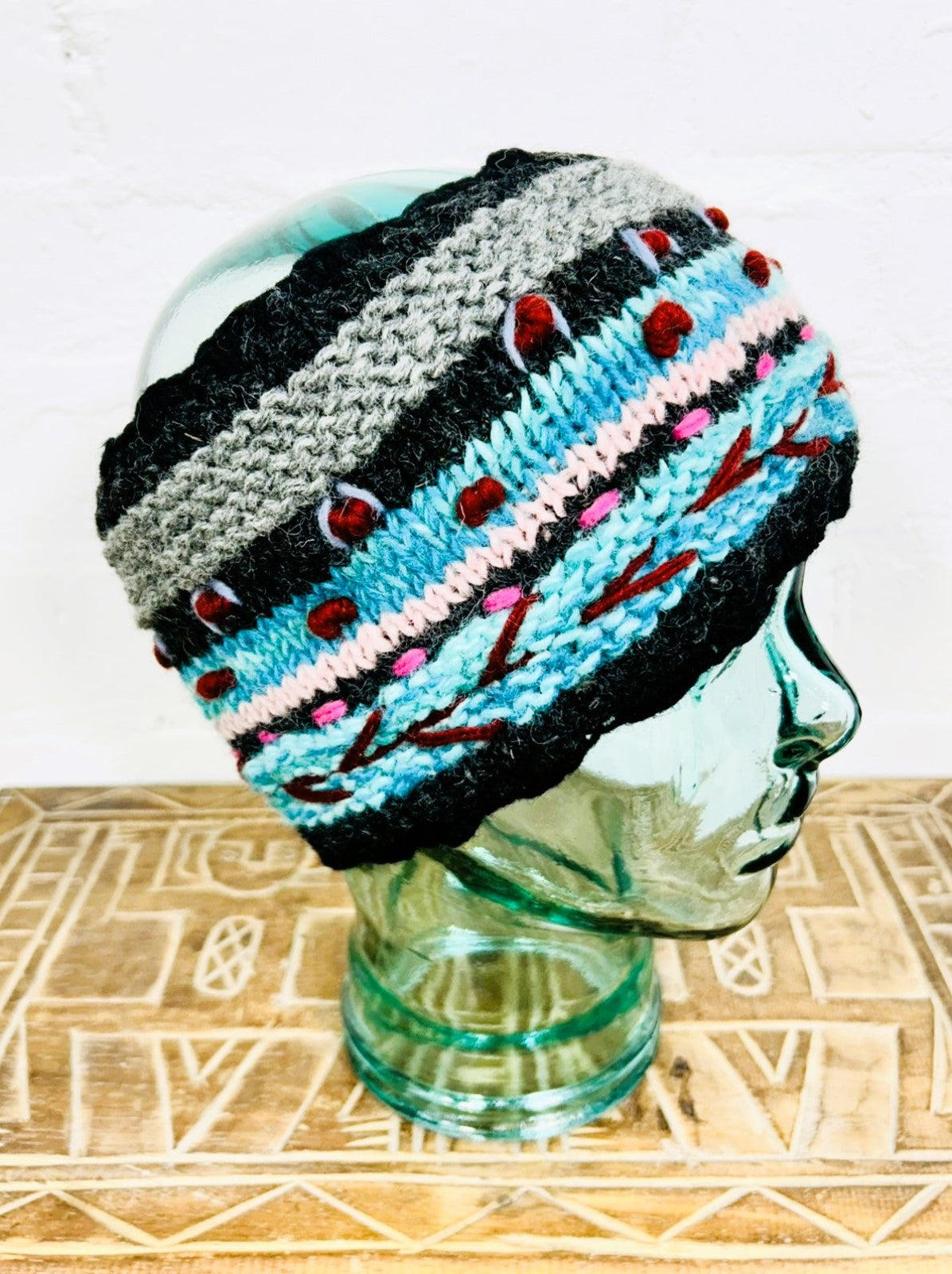 Flower Embroidery Wool Headband