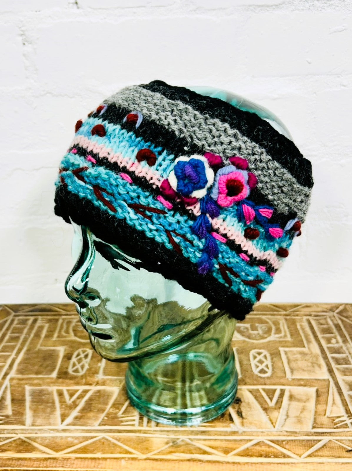 Flower Embroidery Wool Headband