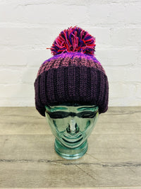 Tonal Striped Bobble Hat