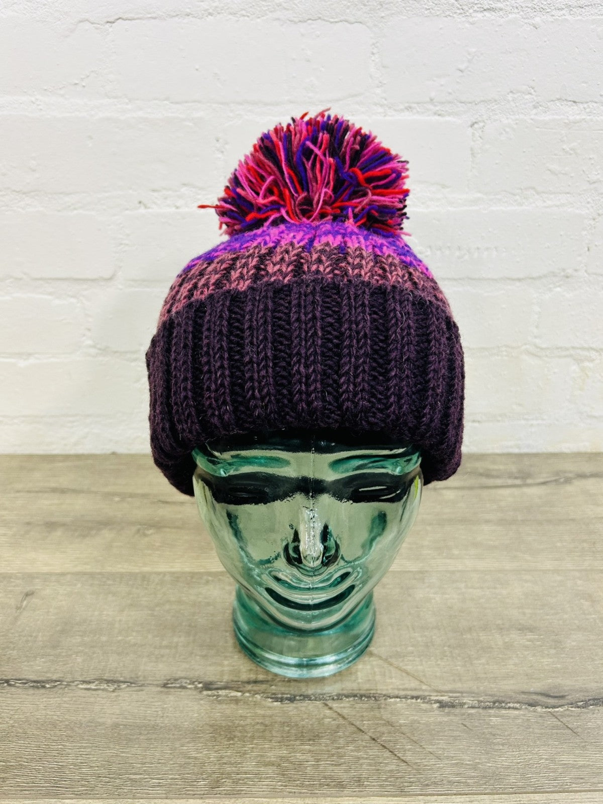 Tonal Striped Bobble Hat