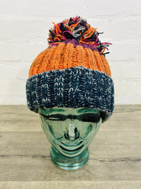 Tonal Striped Bobble Hat