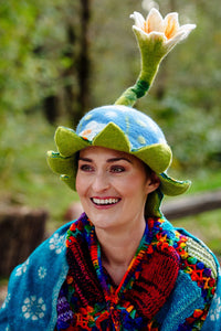 Felt Flower Hat With Flower Topper