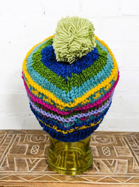 Multi Stripe Wool Bobble Hat