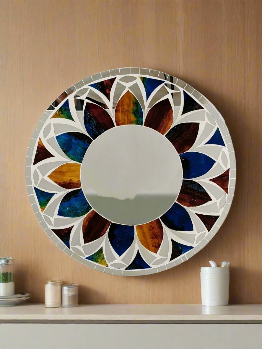 Multicolour Round Mosaic Mirror