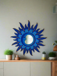 Large Wooden Moon And Sun Mirror