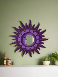 Large Wooden Moon And Sun Mirror