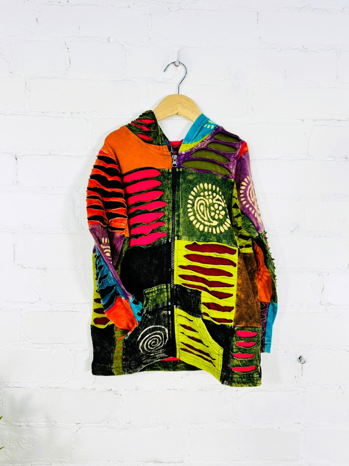 Kids Patch And Slash Zip Hoodie