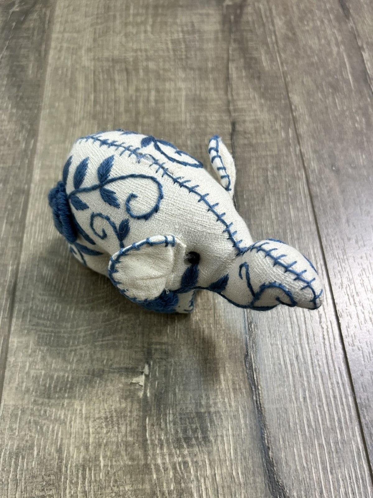 Large White Embroidered Elephant