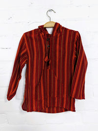Kids Red Stripe Hood Top