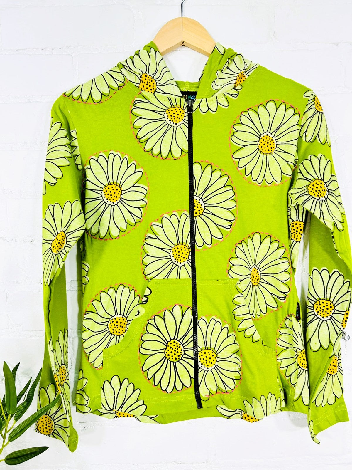 Daisy Print Zip Hoodie