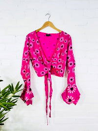 Long Flare Sleeve Tie Top