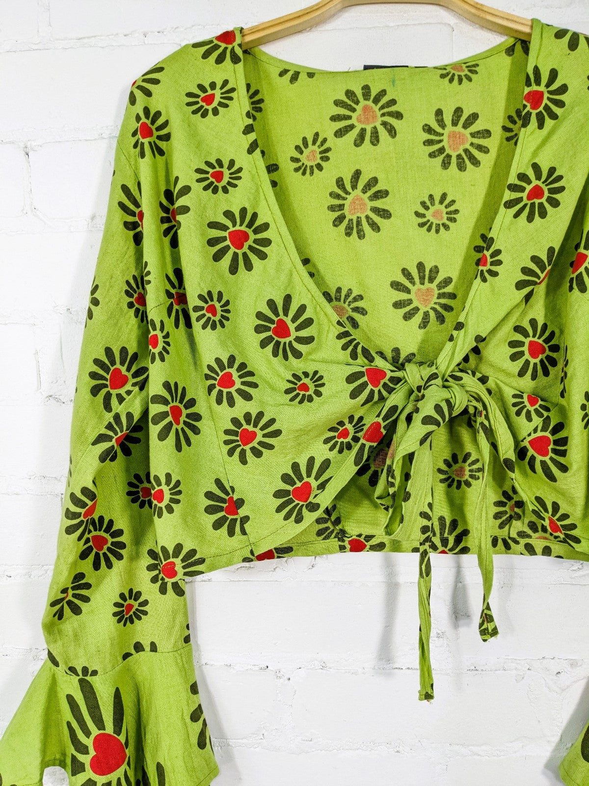 Long Flare Sleeve Tie Top