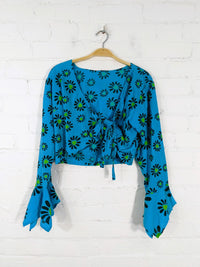 Long Flare Sleeve Tie Top