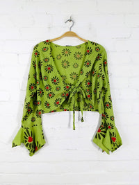 Long Flare Sleeve Tie Top