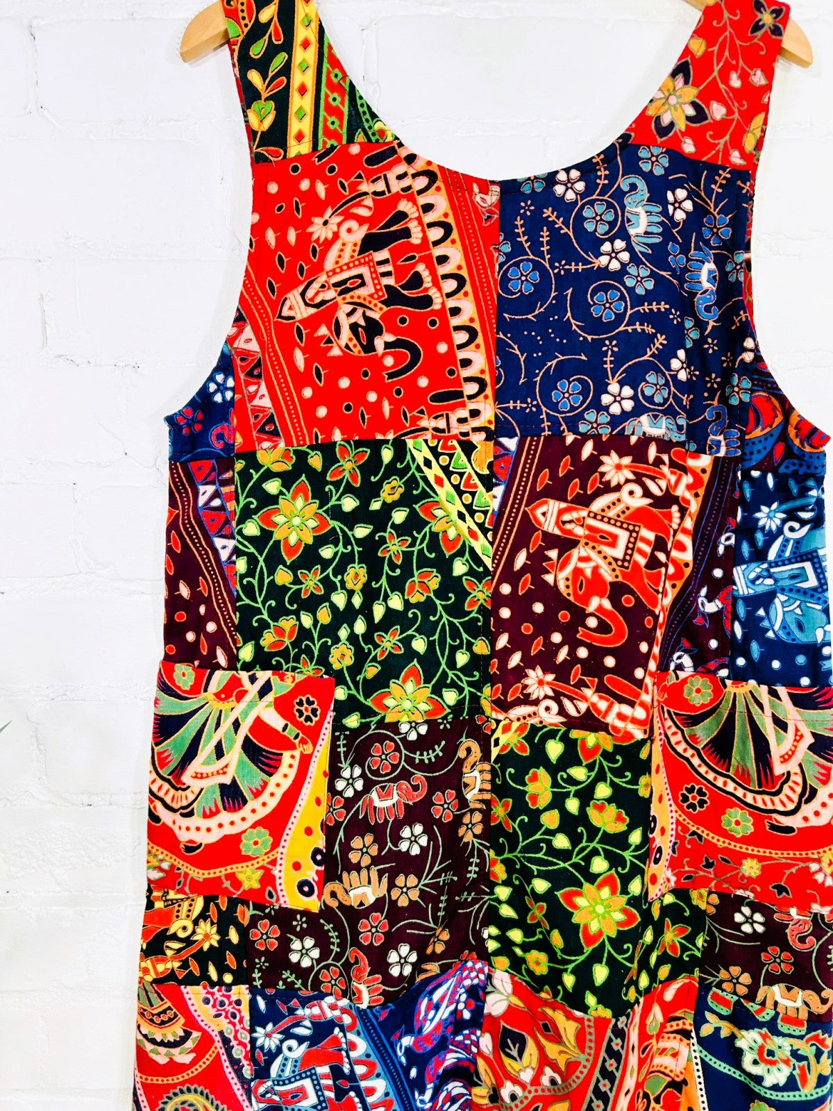 Multi Elephant Patch Sleeveless Short Dress