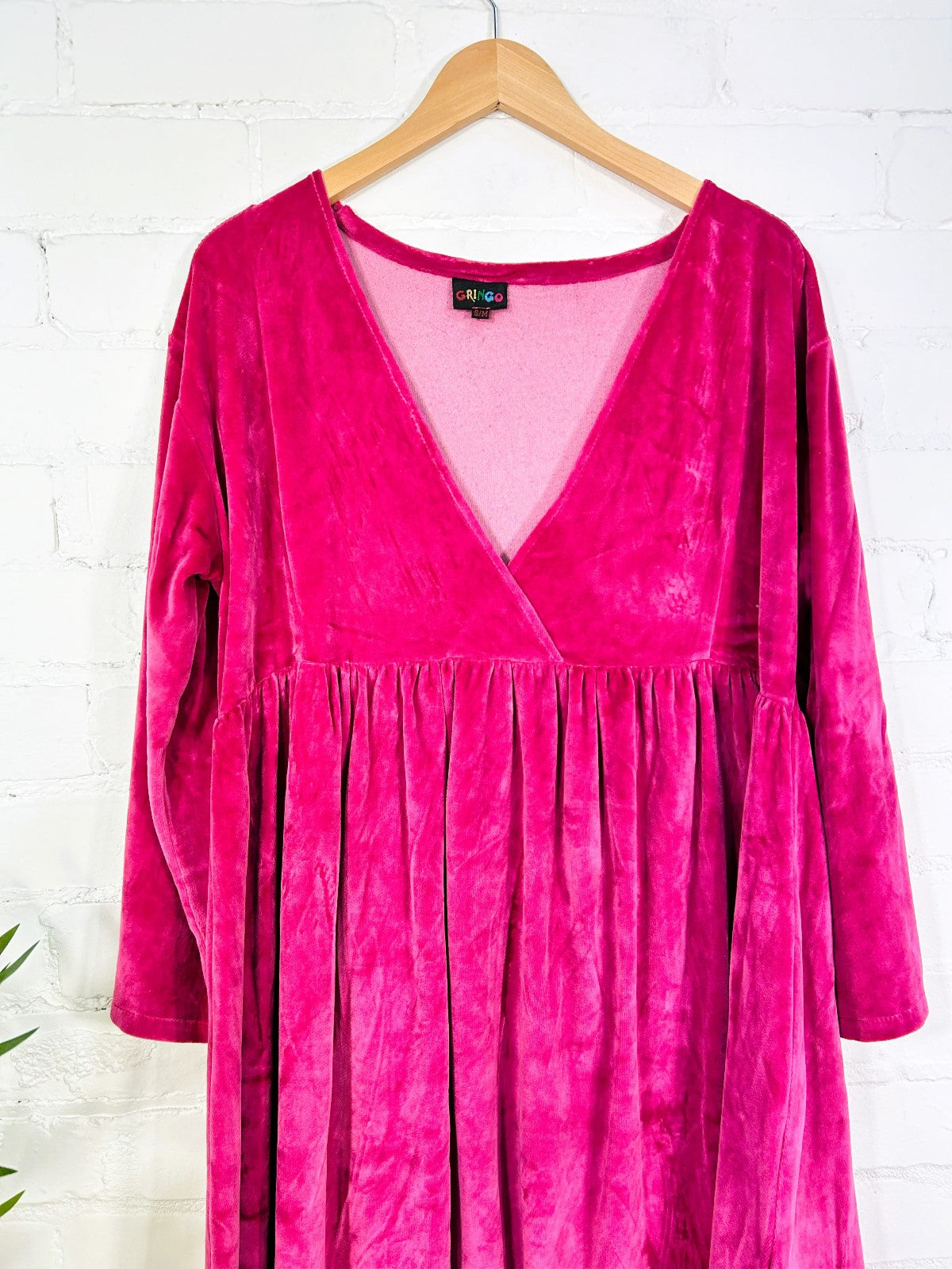 Velvet V Neck Long Sleeve Short Dress