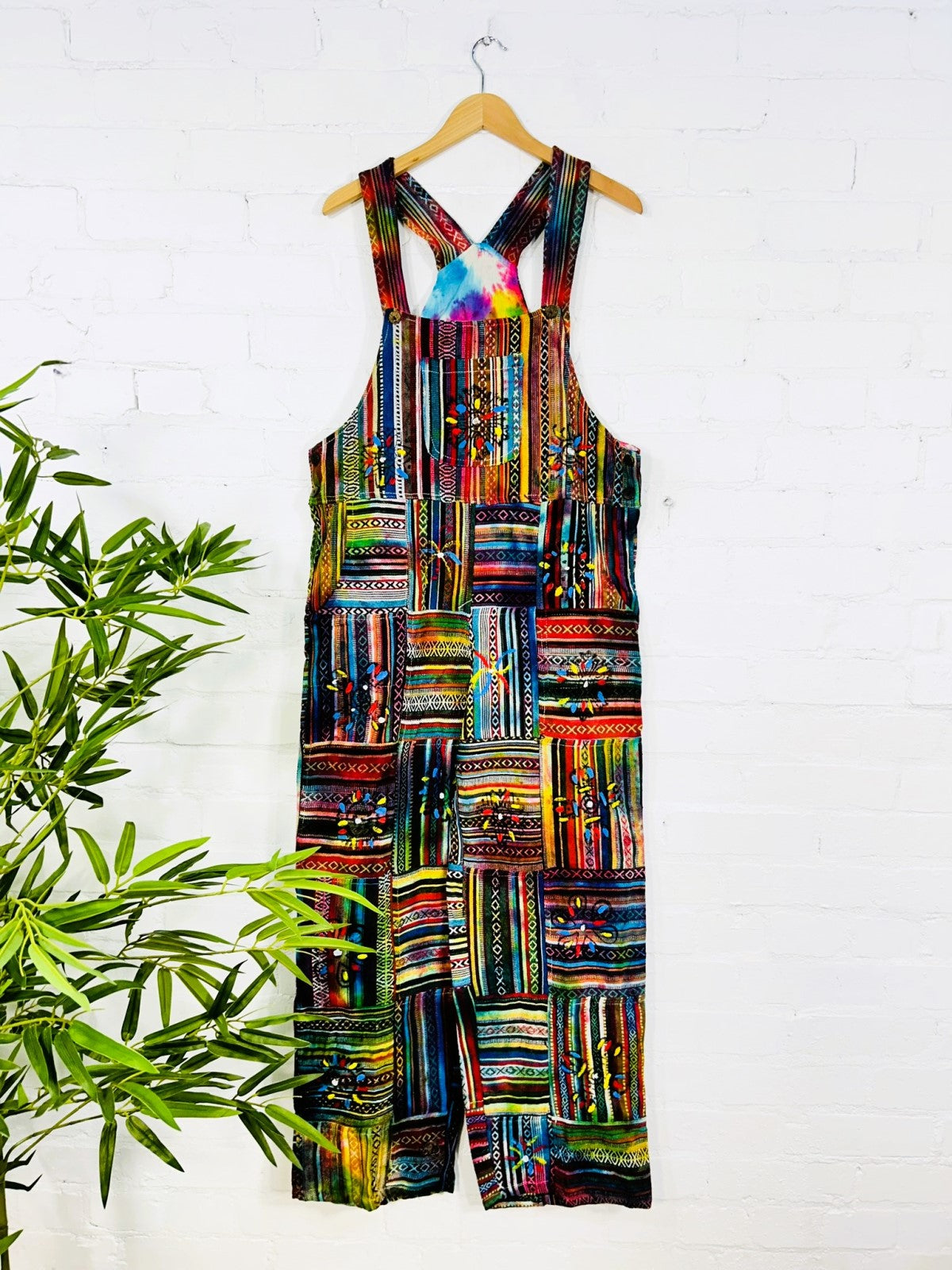 Gheri Patchwork Long Straight Leg Dungarees