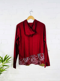 Moon Print Zip Hood Top