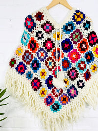 Multi Crochet Wool Poncho