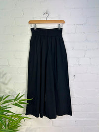 Elasticated Cropped Wide Leg Trousers
