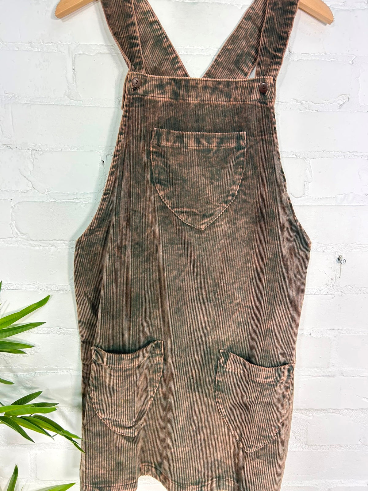 Short Cord Dungaree Dress