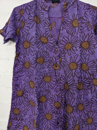 Flower Print Stonewashed Short Sleeve Dress