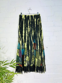 Long Patch & Lace Trim Skirt